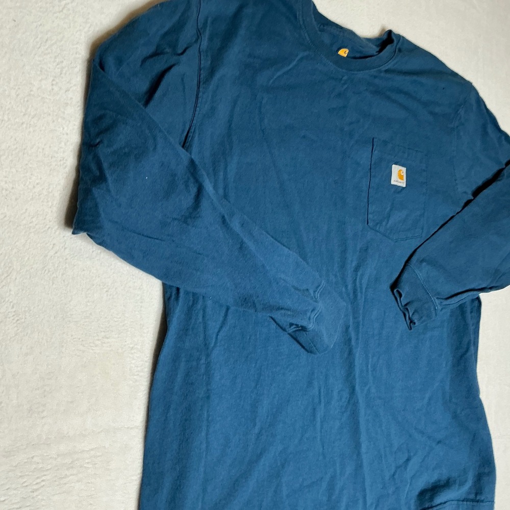 Carhartt Mens Long Sleeve Pocket T Shirt Original Fit Blue XL